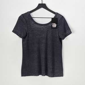 Chaser Blue Short Sleeve Scoop Back Flouncy Tee